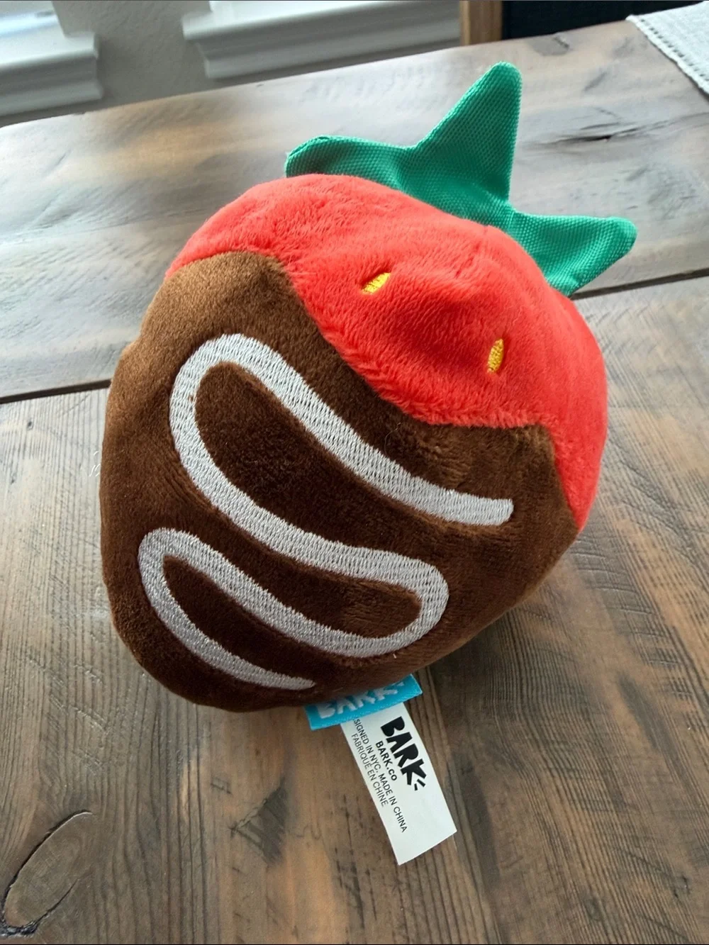 Bark Plush Chocolate-Dipped Strawberry Toy - Red, Brown, Green